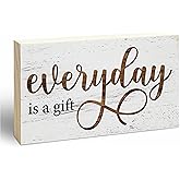 Rustic Wooden Block Sign - Everyday Is A Gift - 5"X3" Postive Pine Wood Plaque, Home & Garden Decor, Christmas Housewarming Gift For Friends, Desk & Tabletop, Shelf Accessories - A14