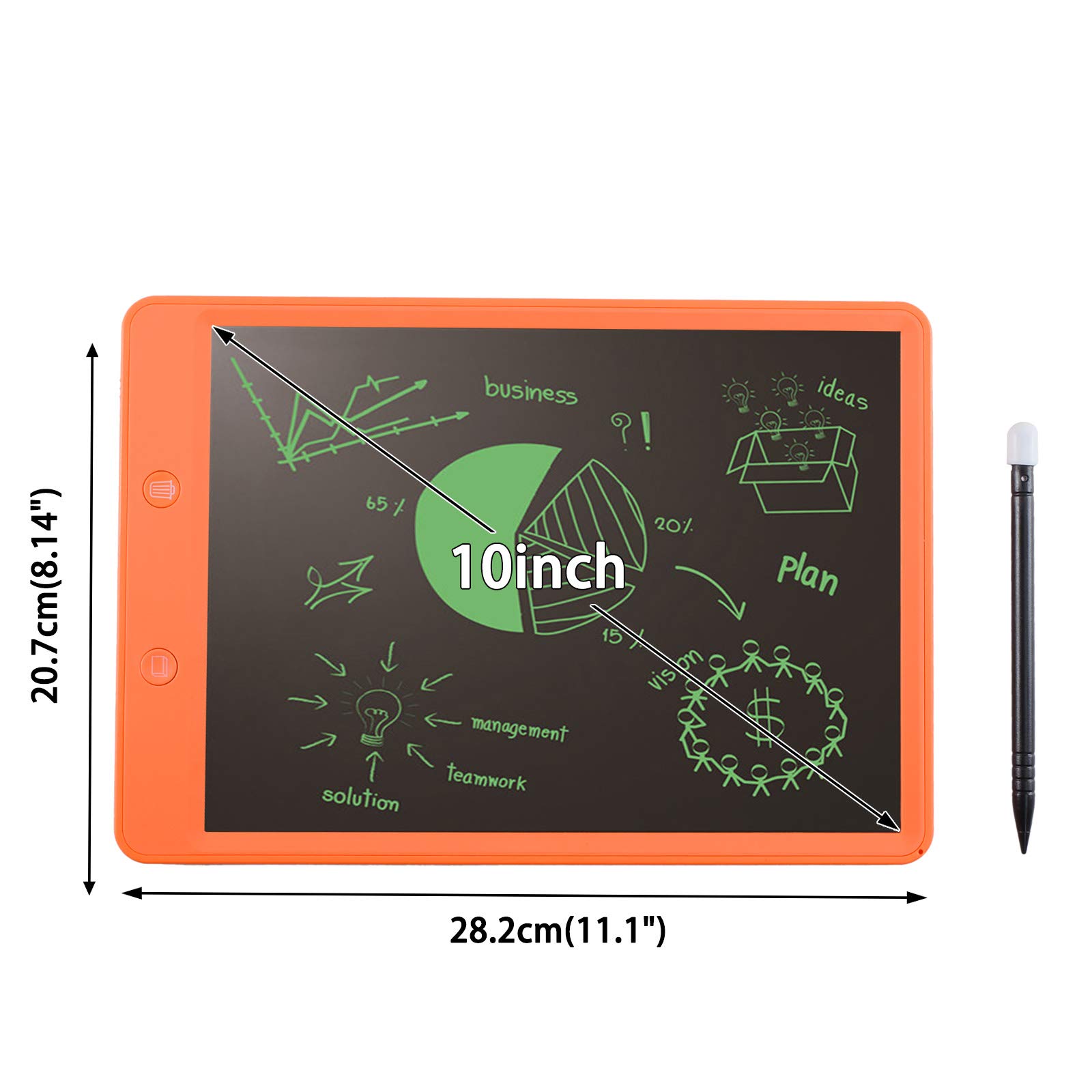 Voilamart Writing Tablet, 10inch LCD Ewriter Digital Writing Board with Memory Lock Partial Delete Function Electronic Graphics Pad for Kids Adults (Orange)