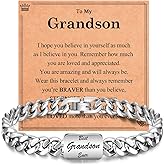 Cuban Bracelet Stainless Steel Bracelet Gifts for Son Grandson Nephew Brother Dad Husband Uncle Grandpa Boyfriend, Easter Graduation Christmas Valentines Fathers Day Birthday Gifts for Boys Him Men