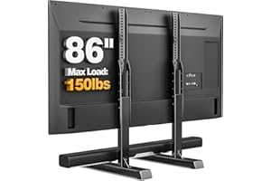 TVON Universal TV Legs, Table Top TV Stand Base with Height Adjustable for Most 37 to 86 Inch TVs, Wobble-Free Replacement with Cable Management, Holds up to 150lbs, Max VESA 800x600mm, Black (Black)