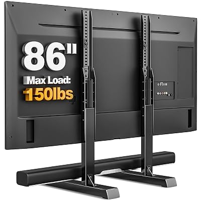 Universal TV Legs, Table Top TV Stand Base with Height Adjustable for Most 37 to 86 Inch TVs, Wobble-Free Replacement with Cable Management, Holds up to 150lbs, Max VESA 800x600mm, Black (Black)