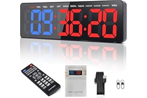 AnExer Gym Timers 16.5" Large Digital Wall Clock for Gym Interval Workout, Remote Control Interval Training Home Indoor