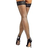 Seam Back Fishnet Thigh High Stockings Silicone Lace Top Lingerie Stay Up Sheer Nylon Hosiery