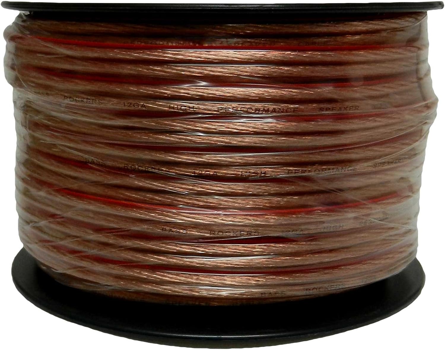 Bass Rockers 12 AWG 100ft Spool Speaker Wire Clear Coating SP12G100: Car Electronics