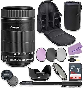 Amazon Com Canon Ef S 55 250mm F 4 5 6 Is Stm Lens Bundle With Premium Accessories Including 64gb Sandisk Memory Nd Variable Filter Backpack Monopod High Def Filter Kit More Camera Photo