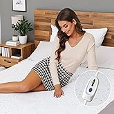SUNNY HEAT Electric Mattress Pad Twin Size 39'' × 75'', 4 Heating Levels & 10 Hour Auto Shut Off, Elastic Deep Pocket, Warm and Soft Comfort Fabric, Machine Washable, White