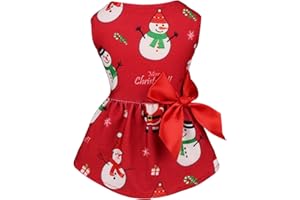 BLAOICNI Dog Christmas Dress Dog Christmas Costumes Girl Snowman Stretchy Dog Dress Funny Dog Costumes Puppy Clothes with Bowtie Dog Outfit for Small Dogs Cats Puppy(XS)