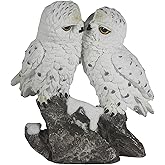 ICE ARMOR 6" H Snow Owl Kissing Figurine Statue Sculpture Ornament Decor for Housewarming, Holidays, Christmas for Men/Women