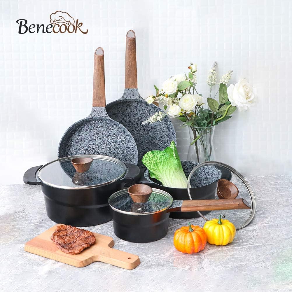 Ultra Nonstick Pots and Pans Set - Granite Stone Coating Dishwasher Safe Kitchen Cookware Sets: Kitchen & Dining