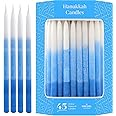 The Dreidel Company Dripless Deluxe Tapered Pastel, Blue and White Decorations, Hanukkah Menorah Candles for All 8 Nights of Chanukah (Single)