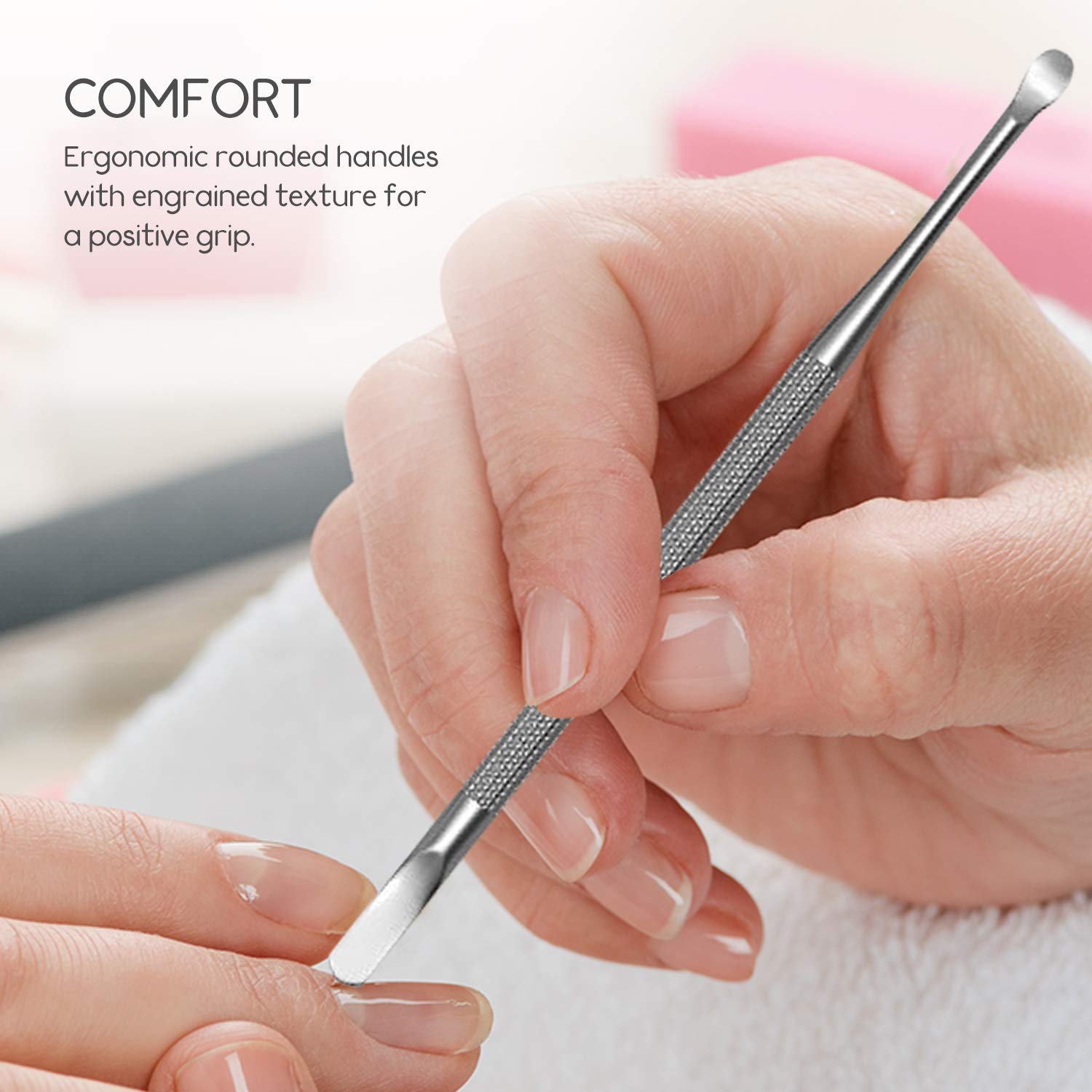 Professional Cuticle Pusher and Spoon Nail Cleaner | Dual Sided Stainless Steel Pusher and Nail Cleaner | For Nail And Cuticle Care | by Sterling Beauty Tools: Beauty
