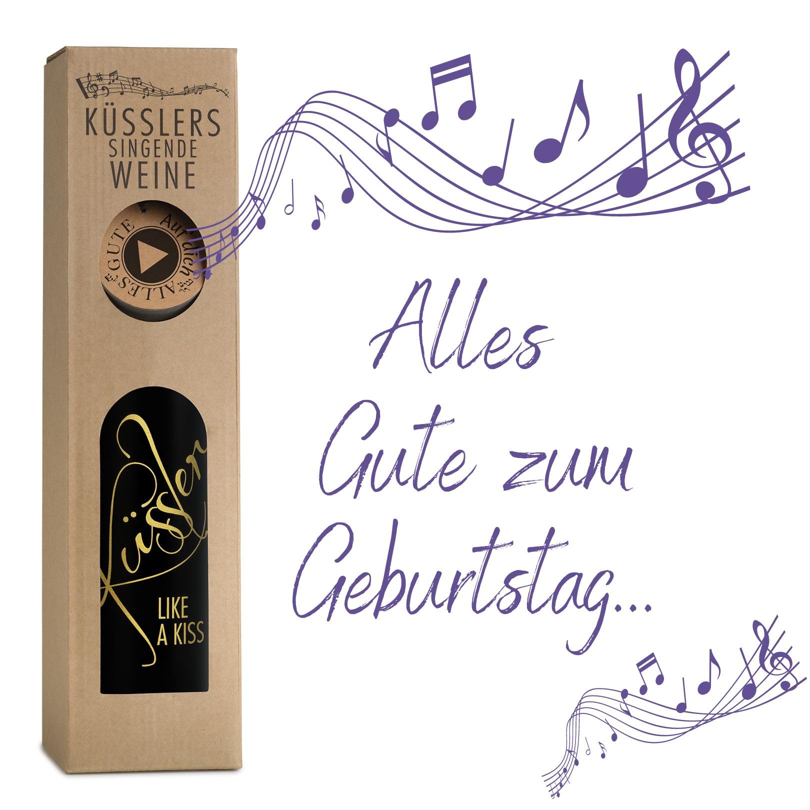 Neu! SINGENDER WEIN zum GEBURTSTAG - ein Cuvée weiß mit eigenem Geburtstags-Lied - im nachhaltigen Geschenkkarton - das ideale Weingeschenk!