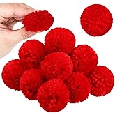 Syhood 20 Pcs Christmas Yarn Pom Poms Balls for DIY Handmade Crafts Fuzzy Pompoms for Christmas DIY Hats Thanksgiving Party Holiday Hanging Home Decorations(1.5 Inch,Red)