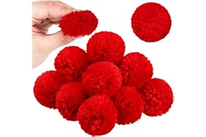 Syhood 20 Pcs Christmas Yarn Pom Poms Balls for DIY Handmade Crafts Fuzzy Pompoms for Christmas DIY Hats Thanksgiving Party Holiday Hanging Home Decorations(1.5 Inch,Red)