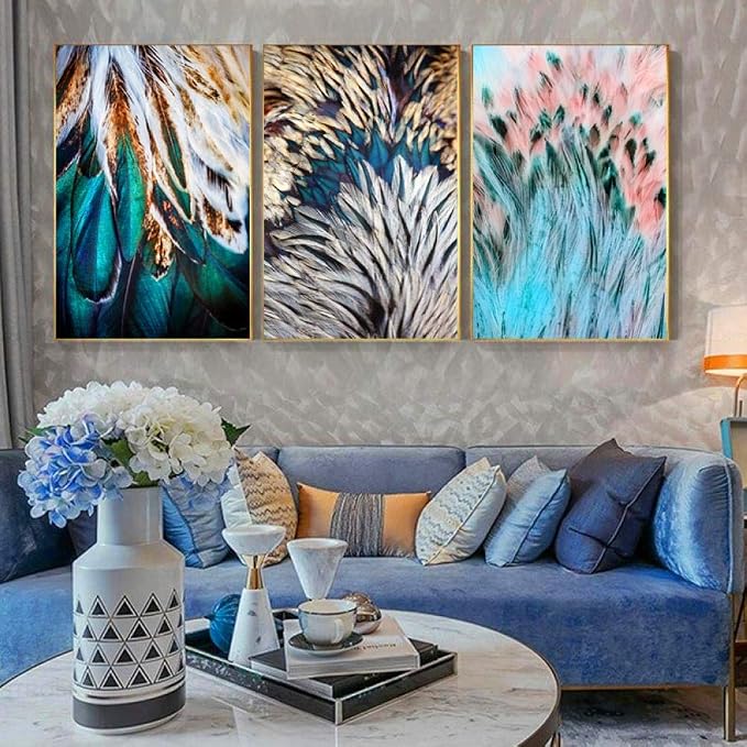 woplmh Print on Canvas Feathers Wall Art Canvas Pictures