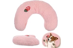 JOSOJOOU U-Shaped Pillow for Pets, Soft and Fluffy Pet Calming Pillow, Half Donut Cuddler with Cute Embroidery Pattern, can Support Pet's Neck, Machine Washable, Suitable for Cats, Dogs, and Other Pets