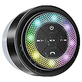 ssouwao Bluetooth Shower Speaker, IP67 Waterproof Portable Speakers with Suction Cup, Lights Show, Built-in Mic, Mini Speaker for Bathroom Travel Pool Beach, Gift Ideas for Christmas