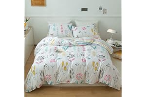 EAVD Floral Bird Pattern Duvet Cover Queen Soft Cotton Spring Blossom Colorful Botanical Bedding Set for Girls Women Garden Style Floral Comforter Cover with Zipper Closure