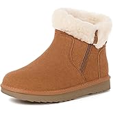 Hsyooes Snow Boots for Women Genuine Suede Leather Winter Boots Water Resistant Warm Booties Fur Lined Ankle Booties Fuzzy Classic Outdoor