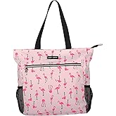 Betsey Johnson 15.6 Inch Zipper Beach Tote Bag Lightweight Large Durable Polyester with Mesh Side Pockets for Gym Work | 15.6 Inch, Zipper, Lightweight, Large, Durable, Mesh Side Pockets