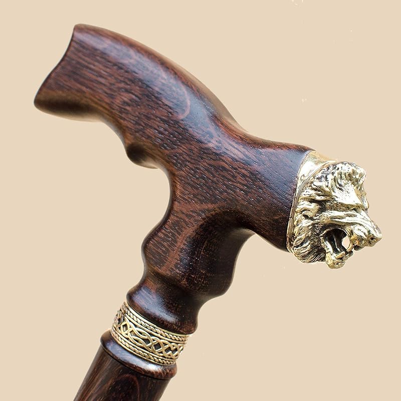 Handmade Lion Mens Cane Unique Walking Stick for Gentleman