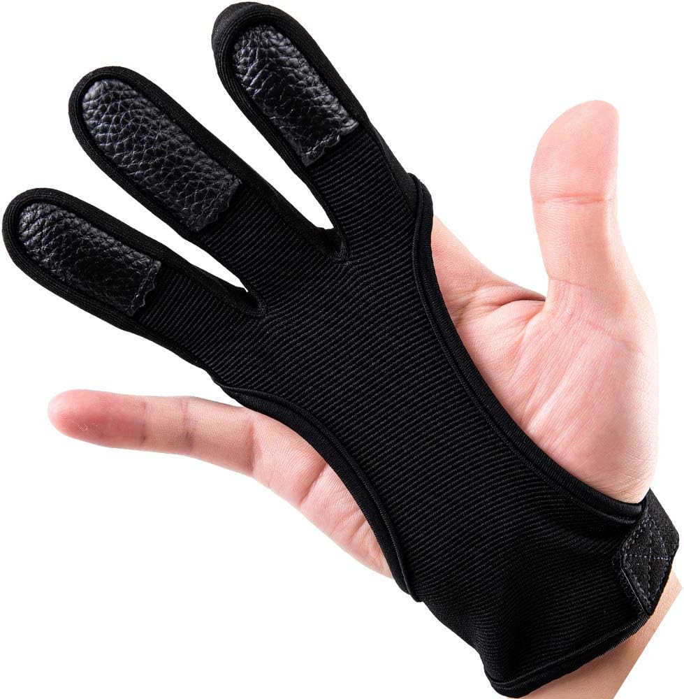 Outonda Archery Gloves Shooting Hunting Leather Three Finger Protector