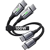 INIU Short USB C to USB C Cable, [1ft, 2-Pack] 100W Type C Cord for iPhone 16 Pro Max 15 Plus, Samsung Galaxy S24 Ultra S21 S