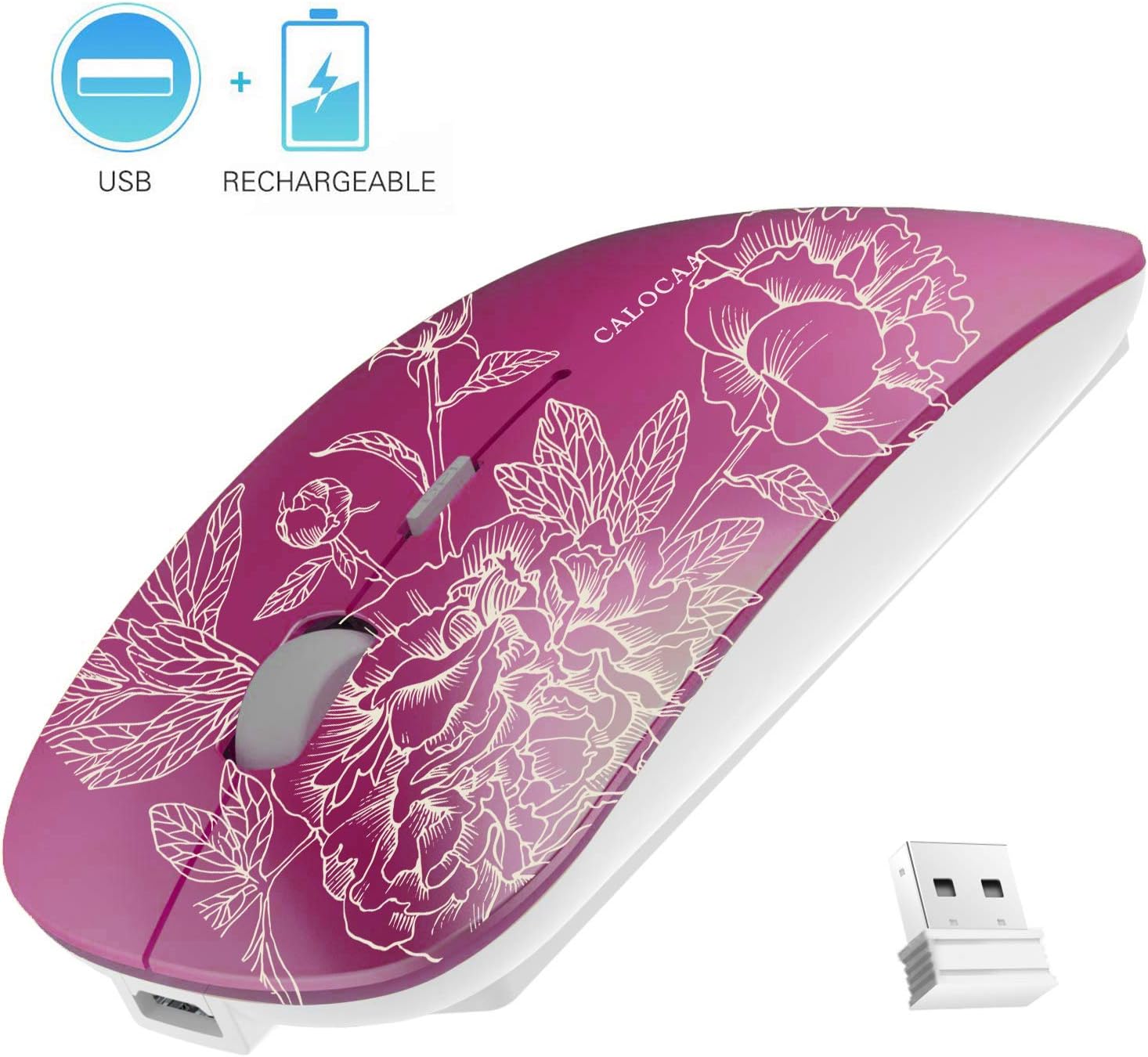 CALOCAA Wireless Mouse Ultra Thin Computer Mouse Mini Portable Office Mobile Mouse Laptop