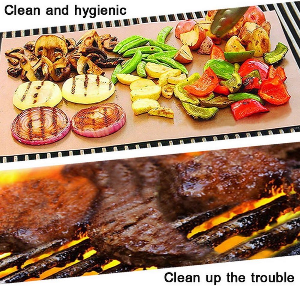 Extra Large Copper Grill Mats – 3 Sets 23.5x15.8 Inches – Premium Copper Grill & Bake Mats – Extra Large, Non-Stick, Reusable, and Durable BBQ Grill Mats, Including 1 FREE BBQ Brush-7 Year Warranty : Garden & Outdoor