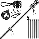 BONWIN Black Flag Pole Kit for Outside House Porch, 7 FT Thickened Stainless Steel Wall Mount Flag Pole for 3x5'/4x6' American Flag, 1" Anti-Wrap Spinning Flagpole Rings (7 FT - No Bracket - Black)