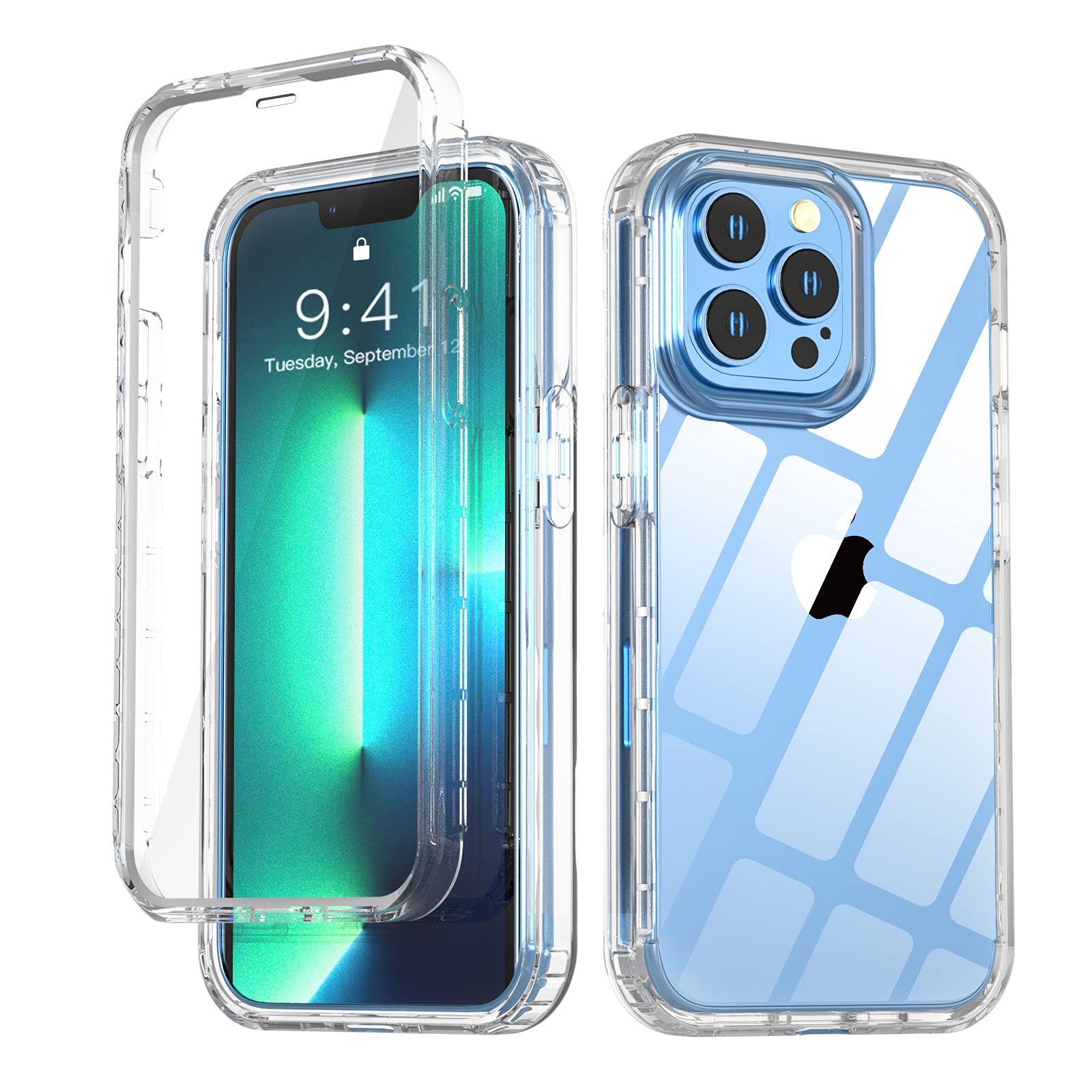 AICase Full Body Protection Clear Shockproof Dropproof 360 Bumper Case for iPhone 13 Pro Max with Built in Screen Protector,Slim Fit — image 1