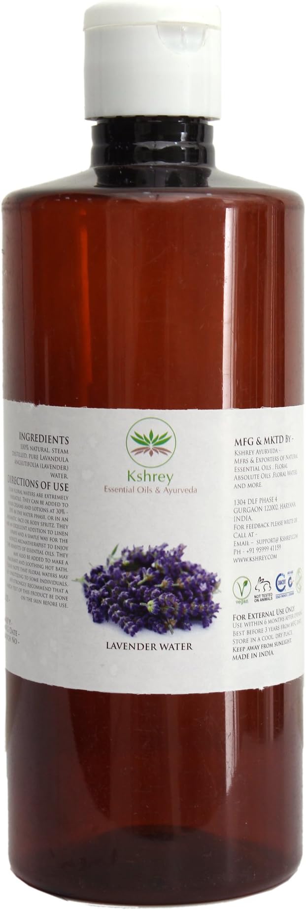 Kshrey Ayurveda Natural Steam Distilled Lavender Floral Water (500 ml)