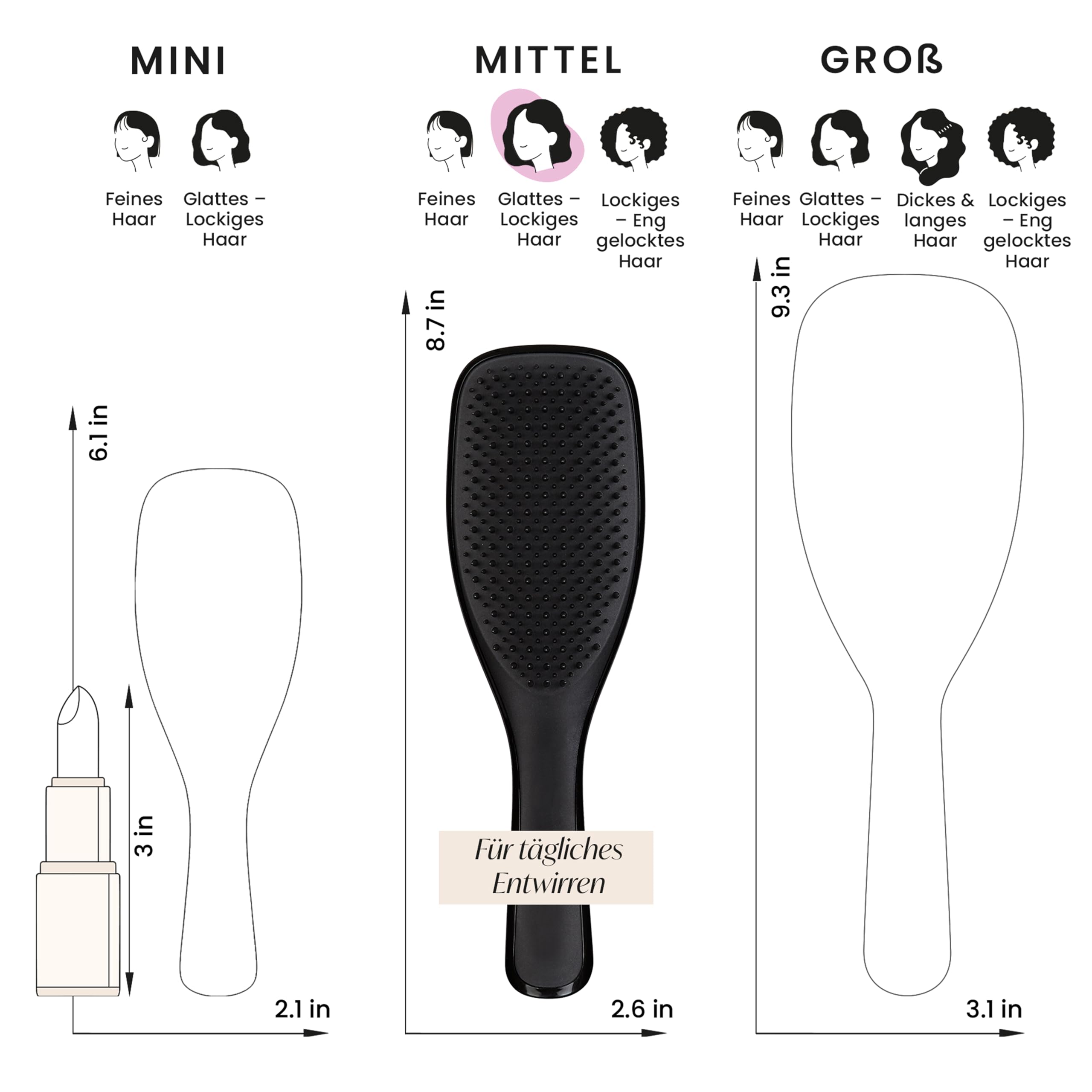 Tangle Teezer Ultimate Detangler Haarbürste – Für Nasses & Trockenes Haar – Entwirrungsbürste für Alle Haartypen – Zweistufige Borsten Reduzieren Haarbruch & Entfernen Knoten – Schwarz 3