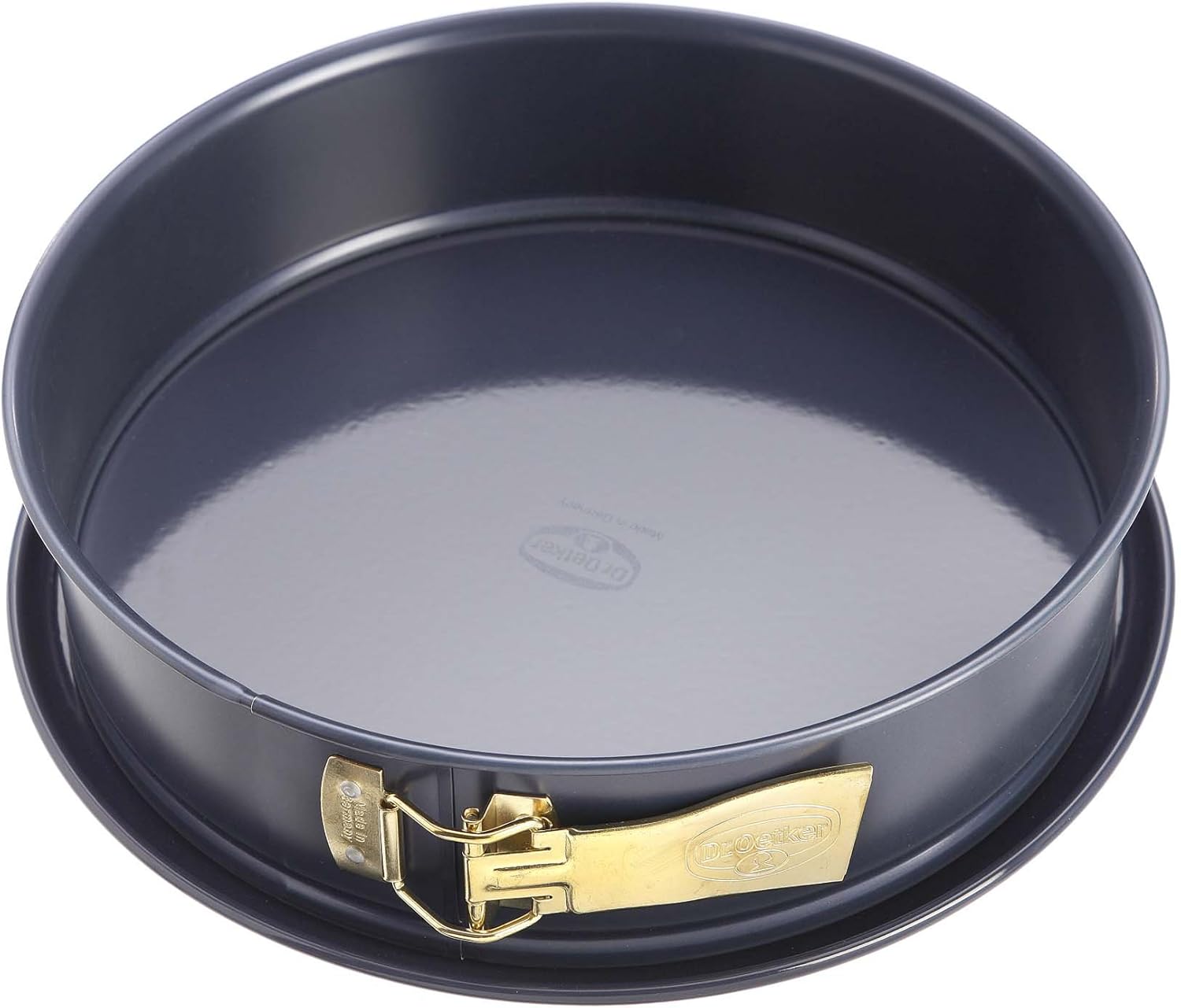 Dr. Oetker Springform Ø 24 cm BACK-LIEBE EMAILLE, Backform mit schnitt- & kratzfestem Flachboden mit Emaille-Versiegelung, runde Kuchenform mit Ring aus Stahlblech (Farbe: Blau), Menge: 1 Stück