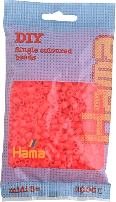 Hama 207-35 Beads Neon Red 1000 Midi Beads Brand New Sets