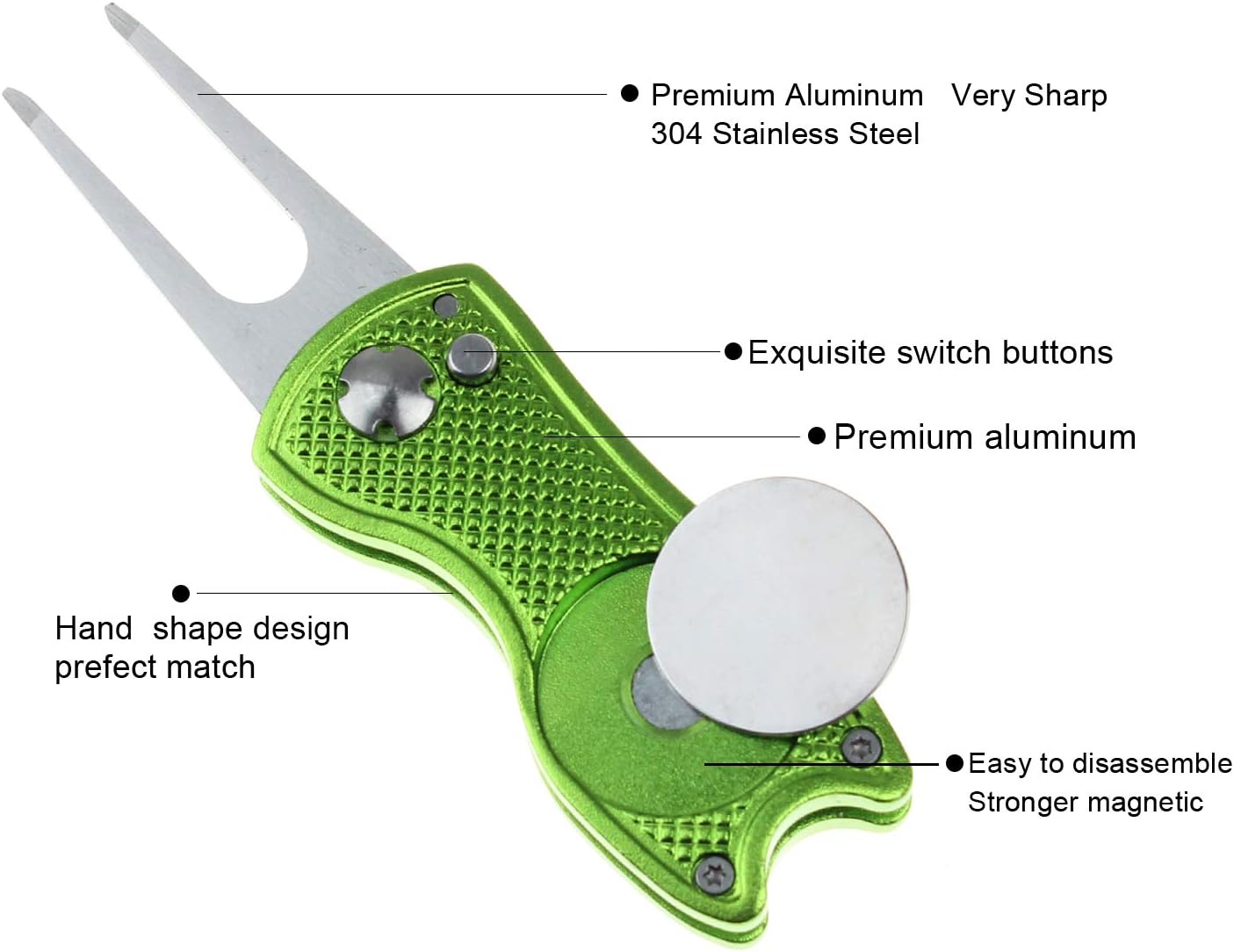 CRESTGOLF Switchblade Golf Divot Tool Golf Green Repair Pitch Fork(lemon) - Image 3