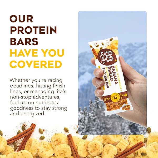 88 ACRES PUMPKIN SEED PROTEIN BARS, BANANA BREAD, 9 COUNT, 12G PLANT-BASED PROTEIN, GLUTEN FREE, NUT FREE, SCHOOL SAFE SNACK BAR, VEGAN, NON-GMO, INDIVIDUALLY WRAPPED