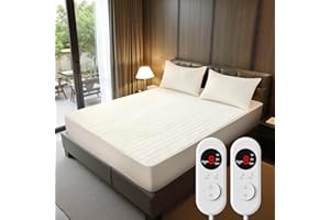 SOHTOPHO Heated Mattress Pad Queen Size - Electric Mattress Pad with Dual Control, Soft Blanket, Bed Warmer Heater Sheets, 8 Heating Settings,1/2/10 Hours Auto Shut Off, 60" x 80" Pure White