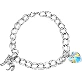 PRINCESS CUTENESS STORE Bella Swan Silver Tone Wolf & Crystal Heart Double Chain Graduation Vampire Love Bracelet