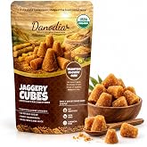 Danodia Foods USDA Organic Jaggery Cubes, Cane Gur Sweetener, 1 lb | Traditional sugarcane gur cubes for tea, coffee, cooking, baking, desserts and Indian pantry recipes; no preservatives used