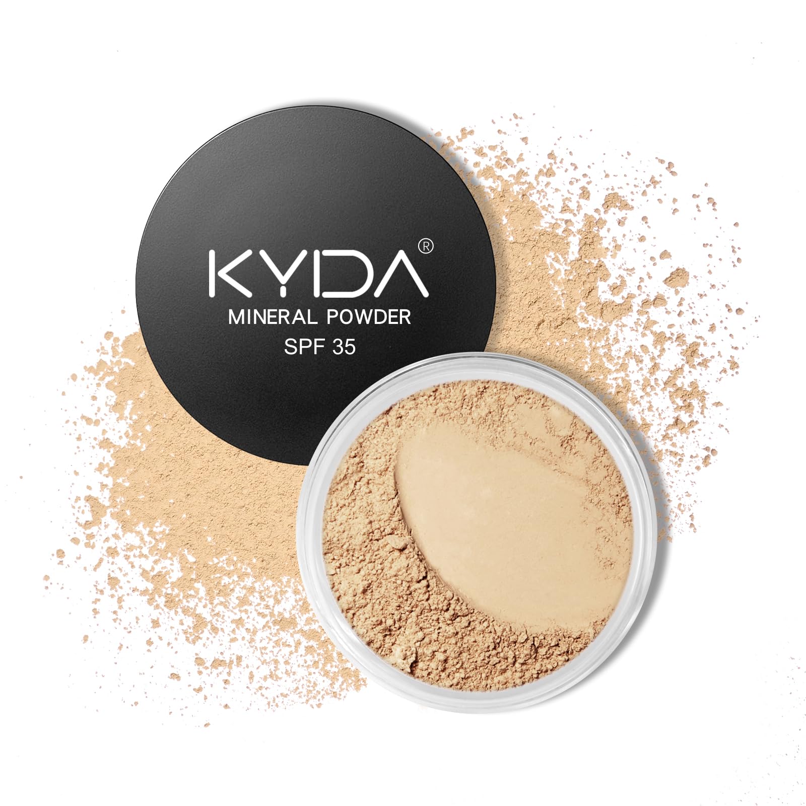 KYDA Mineral Powder Foundation, SPF 35, Lightweight Loose Powder, Skin-improving Mineral Foundation, Buildable Coverage, Natural Glow Base Makeup, 0.28 oz, Fair Light