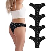 FANYOUNA Women's Cotton Cheeky Underwear Packs,Sexy Cute Lace Brazilian Panties,Low Rise Bikini for Ladies