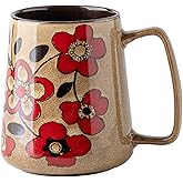 24oz Large Ceramic Coffee Mug with Big Handle, Handmade Kiln Glazed Large Coffee Mug Tea cup, Novelty Mug,Unique Uneven Surface for Office and Home,Microwave and Dishwasher Safe (khaki)