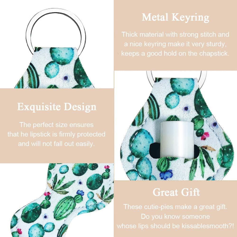 Chapstick Holder Keychain - Wristlet Keychain Cute Keychains For Women Keychain Accessories For Women Sunflower Keychain Cactus Keychain Lighter Holder Lip Balm Holder Key Chain Holder Lipstick Case