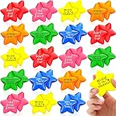 HyDren 30 Pcs Motivational Star Stress Balls 2.2 Inch Stress Relief Ball with Quotes Colorful Foam Ball Inspirational Hand Exercise Toys to Relieve Anxiety Party Favors