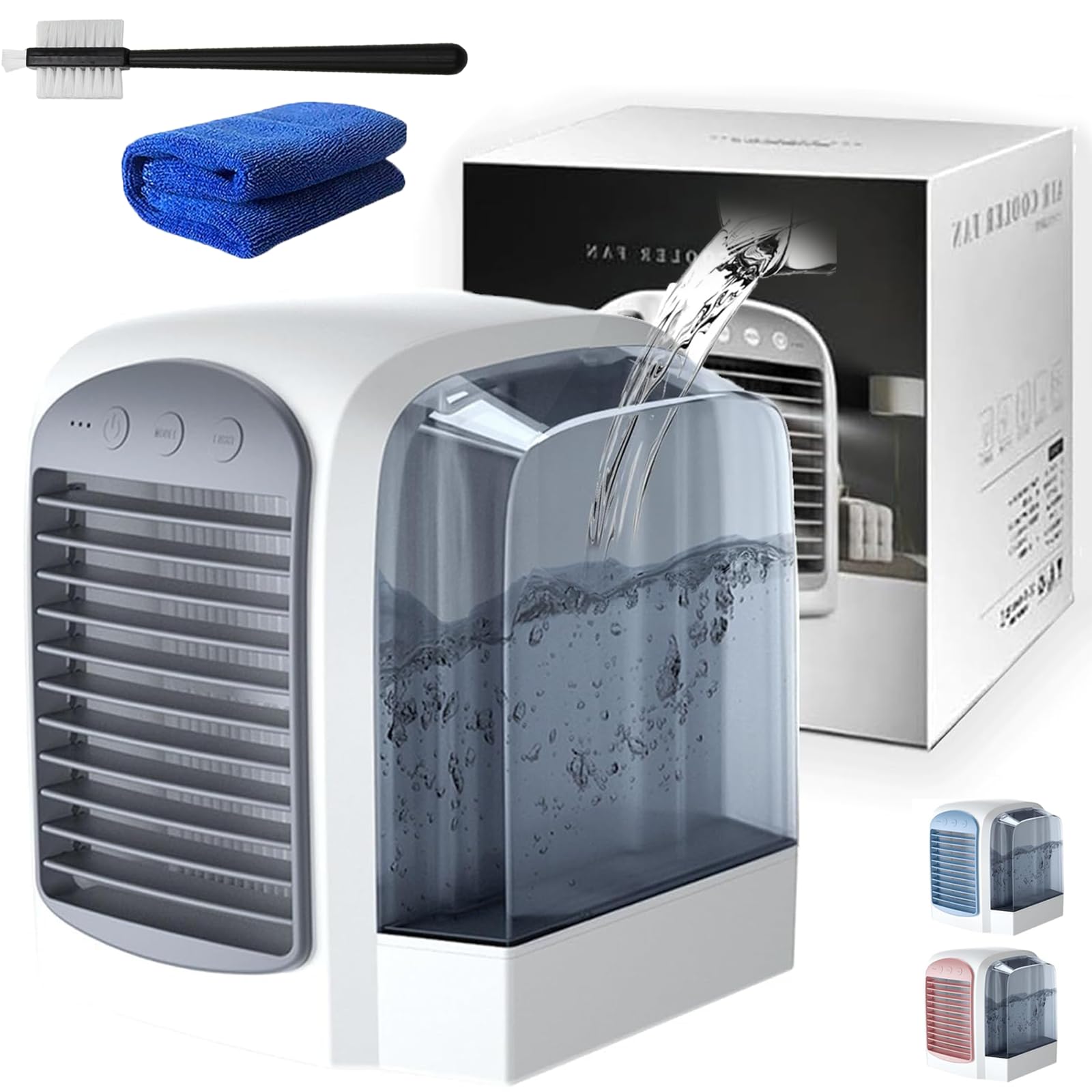 Air Conditioner, Portable Ac, USB Rechargeable Low Noise Personal Cooling Fan, Fast Cooling with Dynamic Ice Mist Technology for Desktop, Bedroom, Office (A)