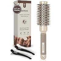 AIMIKE Round Brush, Nano Thermal Ceramic & Ionic Tech Hair Brush, Small Round Barrel Brush with Boar Bristles for Blow Drying