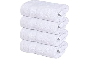 Infinitee Xclusives Premium 100% Cotton Wash Cloths for Showering - Pack of 4, (12x12) Inches - Highly Absorbent, Soft Face Towels, Washcloths Perfect for Bathroom, Hotel, Gym, Spa |Brilliant White|