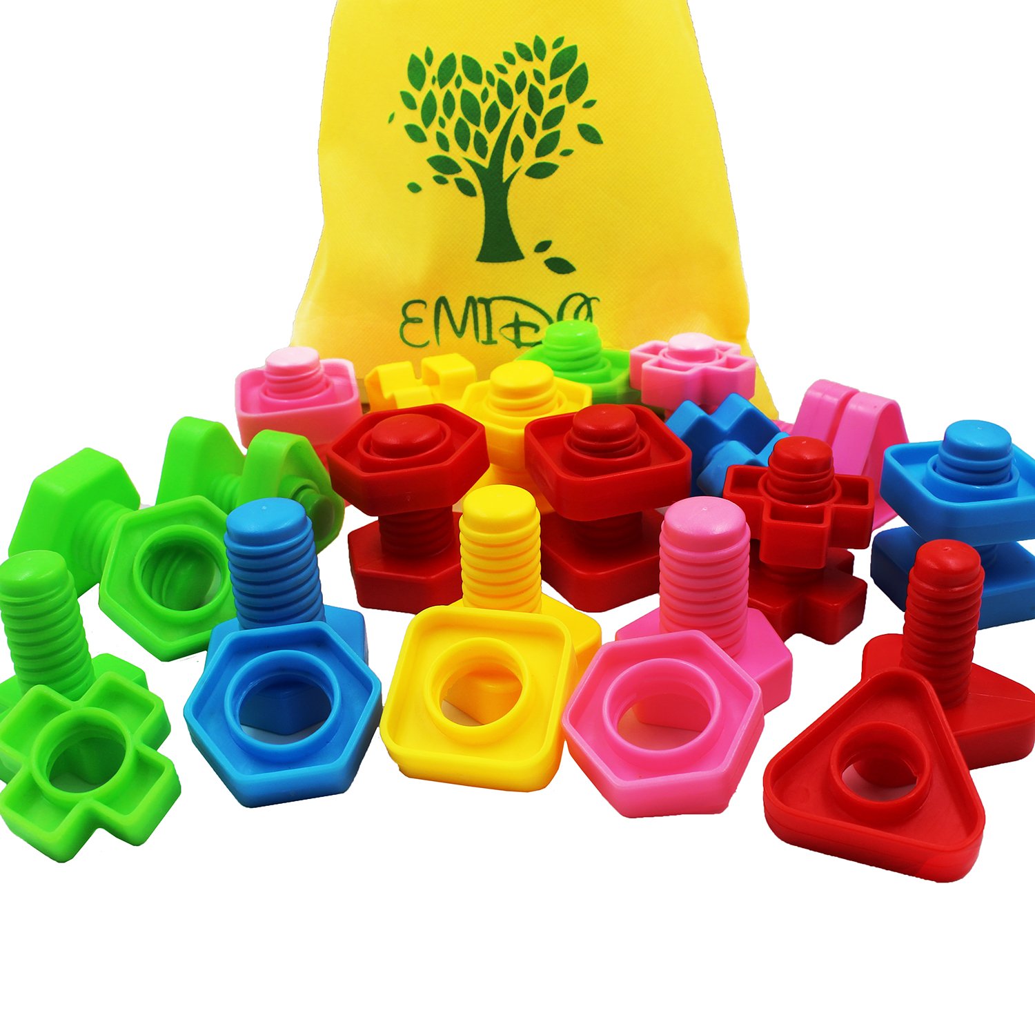 Educational Kids Toy, STEM Toy, Bolts Nuts Jumbo Pieces 40 EMIDO