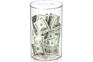 hizgo Adults Piggy Bank, Acrylic Clear Piggy Bank for Adults/Kids Must Break to Open, Unopenable Acrylic Savings jar, Size 10" H x 6" Diameter(Large)